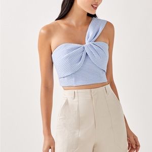 Love Bonito Emlyn Textured One Shoulder Padded Crop Top